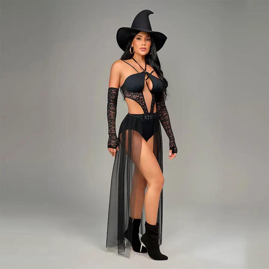 Samantha Witch Disfraz Bruja 3 Piezas Sombrero Poliéster Elastano by CEREZA LINGERIE